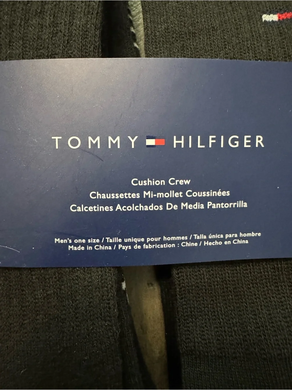 Tommy Hilfiger Black Crew Socks with Signature Flag - 4 Pack